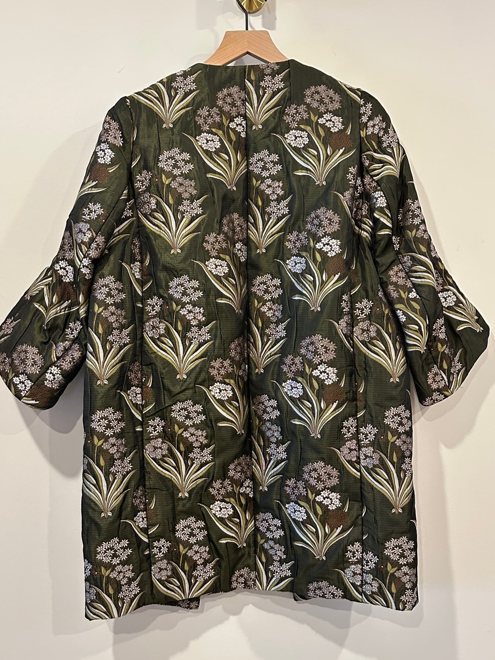 H&M Jacquard Floral Cocoon Open Front Jacket Coat Size 4 - Picture 11 of 11